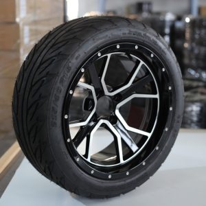 Genek Wheel,Stellar,Black w/m features,15*7+Genek Tire Ironclad Street Belt Radial 215/40-R15,4PLY,MZ004
