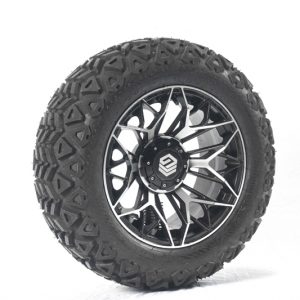 Genek Tire Cobra Street 215/35 -14,  4PR ,P825,DOT+Genek Wheel, High Roller, Black w/m features,14*7