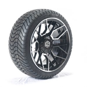 Genek Tire Cobra Street 215/35 -14,  4PR ,P825,DOT+Genek Wheel, High Roller, Black w/m features,14*7