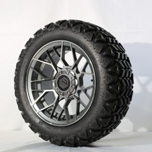 Genek Wheel, High Roller, Gunmetal w/m features,14*7+ Genek Tire Ogroids All Terrain 23*10- 14,4PLY,P3026
