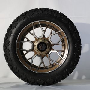 Genek Wheel, High Roller, Matte Bronze w/m features,14*7+ Genek Tire Ogroids All Terrain 23*10- 14,4PLY,P3026